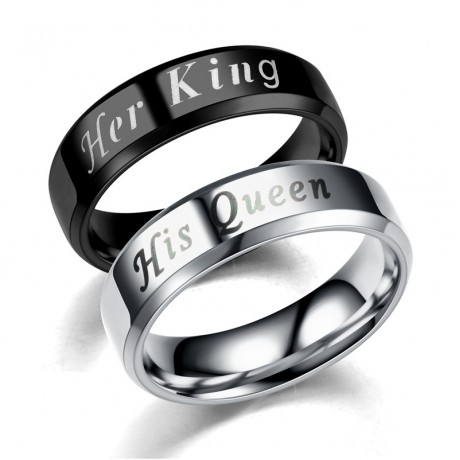 Stainless Steel Couple Rings King And Queen Band Ring For Women And Men(6-12)