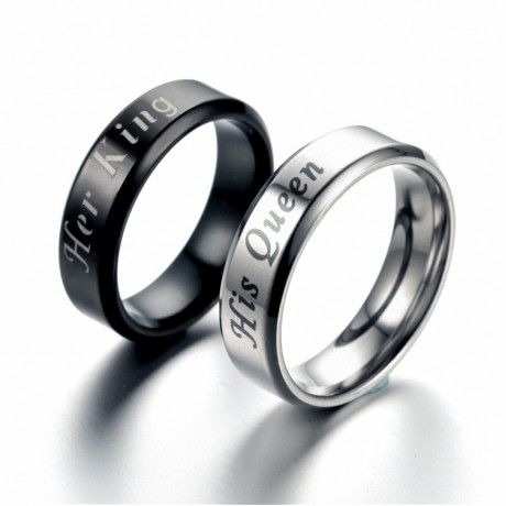 Stainless Steel Couple Rings King And Queen Band Ring For Women And Men(6-12)