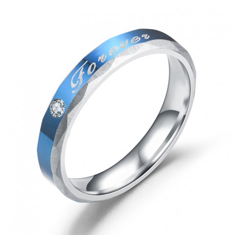 Stainless Steel Diamond Ring Blue Forever Love Rings For Men Or Women(5-13)