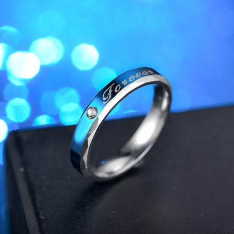 Stainless Steel Diamond Ring Blue Forever Love Rings For Men Or Women(5-13)