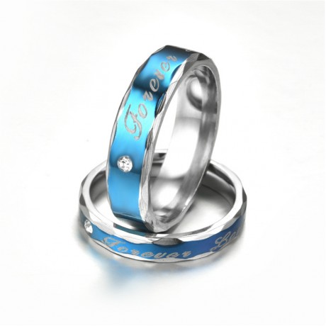 Stainless Steel Diamond Ring Blue Forever Love Rings For Men Or Women(5-13)