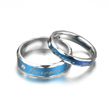 Stainless Steel Diamond Ring Blue Forever Love Rings For Men Or Women(5-13)