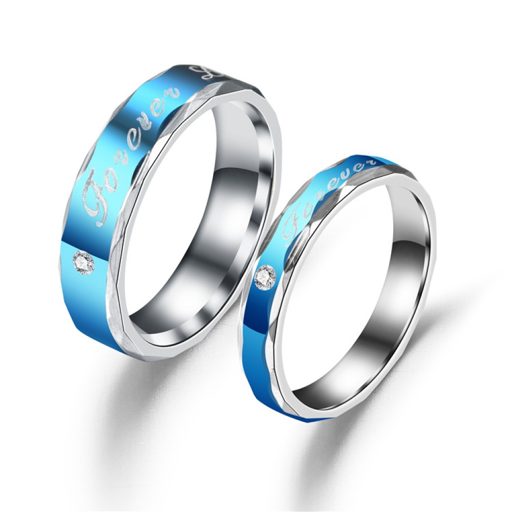 Stainless Steel Diamond Ring Blue Forever Love Rings For Men Or Women(5-13)
