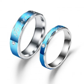 Stainless Steel Diamond Ring Blue Forever Love Rings For Men Or Women(5-13)