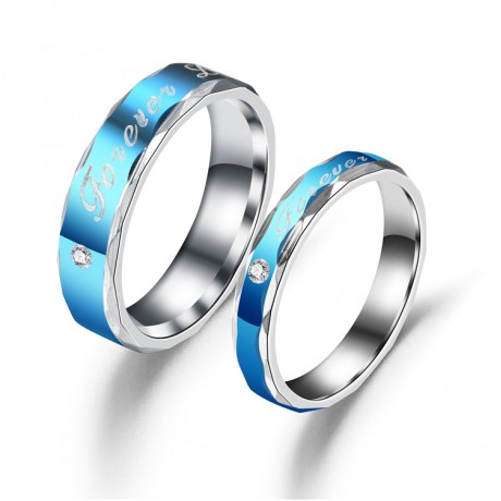 Stainless Steel Diamond Ring Blue Forever Love Rings For Men Or Women(5-13)
