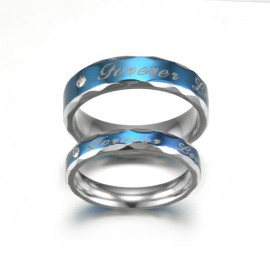 Stainless Steel Diamond Ring Blue Forever Love Rings For Men Or Women(5-13) 