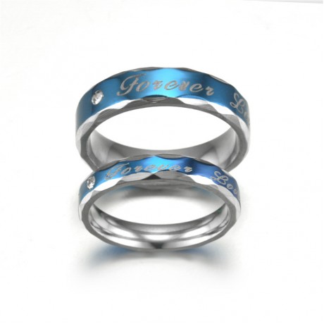 Stainless Steel Diamond Ring Blue Forever Love Rings For Men Or Women(5-13)