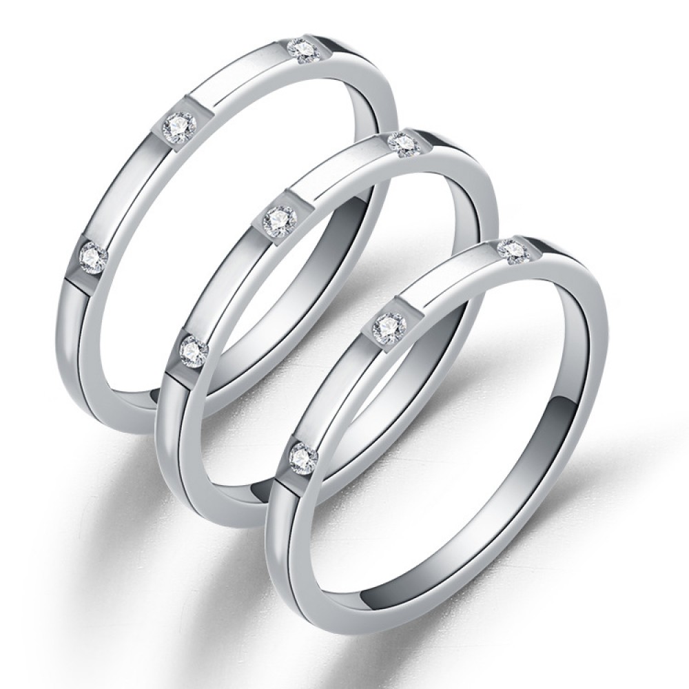 Simple Stainless Steel Tail Ring Diamond 2mm Rings For Girls