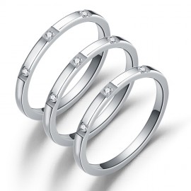 Simple Stainless Steel Tail Ring Diamond 2mm Rings For Girls 