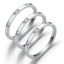 Simple Stainless Steel Tail Ring Diamond 2mm Rings For Girls