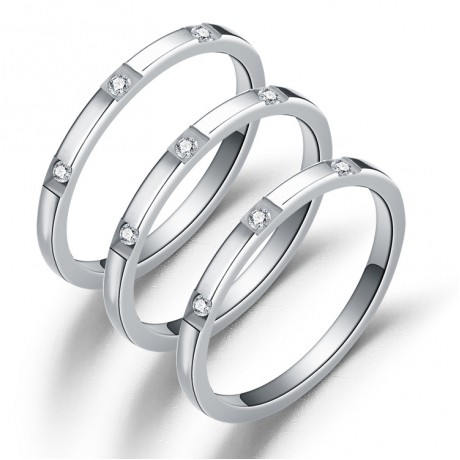 Simple Stainless Steel Tail Ring Diamond 2mm Rings For Girls
