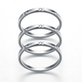 Simple Stainless Steel Tail Ring Diamond 2mm Rings For Girls 