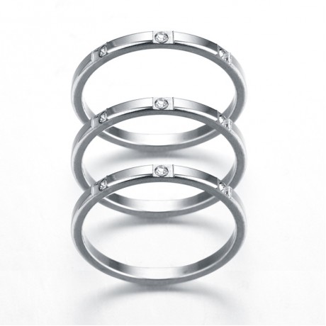Simple Stainless Steel Tail Ring Diamond 2mm Rings For Girls