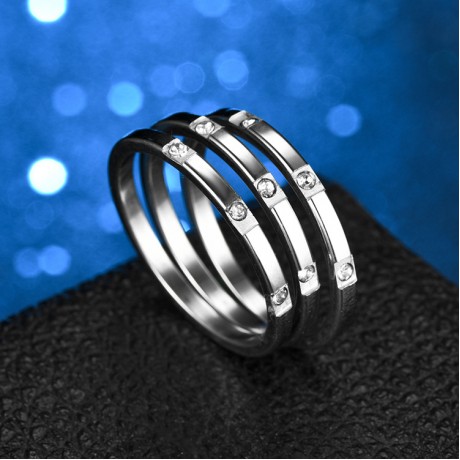 Simple Stainless Steel Tail Ring Diamond 2mm Rings For Girls
