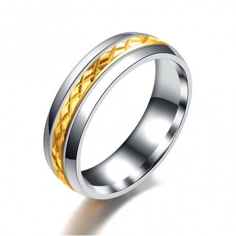 18K White Gold Stainless Steel Rings Unique Wheat-Pattern Band Rings For Women Or Men(5-13)