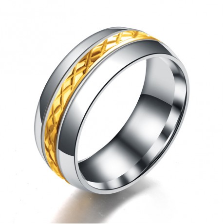 18K White Gold Stainless Steel Rings Unique Wheat-Pattern Band Rings For Women Or Men(5-13)