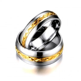 18K White Gold Stainless Steel Rings Unique Wheat-Pattern Band Rings For Women Or Men(5-13) 