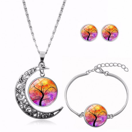 Pendant Necklace Three Pieces Jewelry Set Pendant Necklace Earrings Bracelet for Women