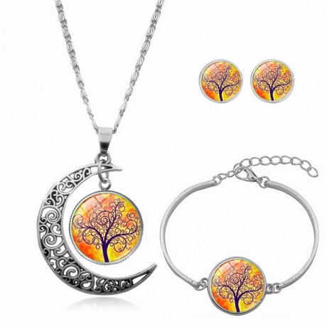 Pendant Necklace Three Pieces Jewelry Set Pendant Necklace Earrings Bracelet for Women