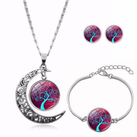 Pendant Necklace Three Pieces Jewelry Set Pendant Necklace Earrings Bracelet for Women