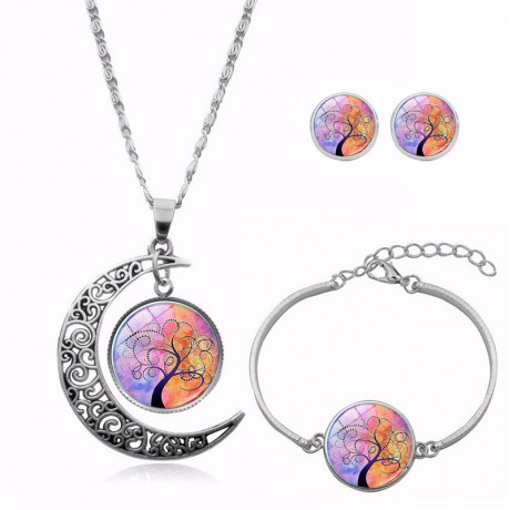 Pendant Necklace Three Pieces Jewelry Set Pendant Necklace Earrings Bracelet for Women