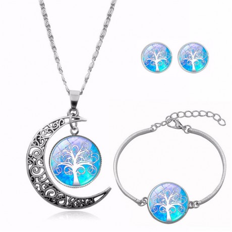 Pendant Necklace Three Pieces Jewelry Set Pendant Necklace Earrings Bracelet for Women