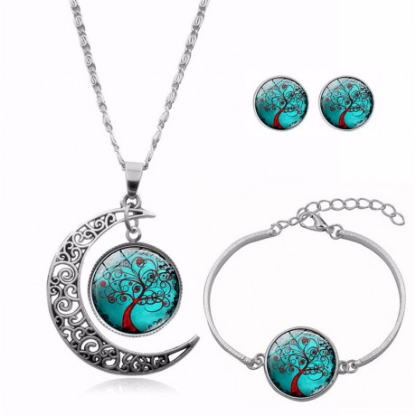 Pendant Necklace Three Pieces Jewelry Set Pendant Necklace Earrings Bracelet for Women