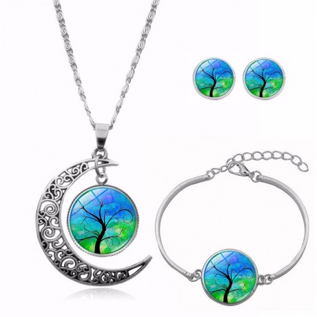 Pendant Necklace Three Pieces Jewelry Set Pendant Necklace Earrings Bracelet for Women
