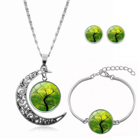 Pendant Necklace Three Pieces Jewelry Set Pendant Necklace Earrings Bracelet for Women