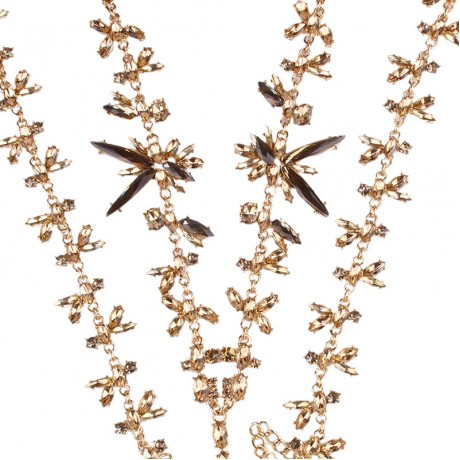 Ladies Fashion Charm Pendant Sweater Necklace Long Chain Necklace Flower Pendant Sweater Necklace with Synthetic Crystals