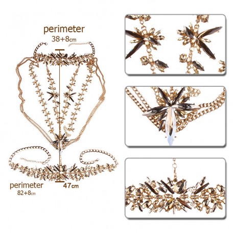 Ladies Fashion Charm Pendant Sweater Necklace Long Chain Necklace Flower Pendant Sweater Necklace with Synthetic Crystals
