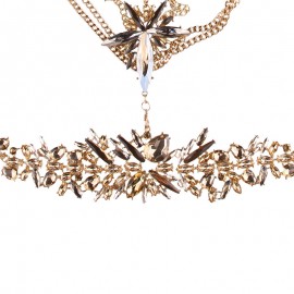 Ladies Fashion Charm Pendant Sweater Necklace Long Chain Necklace Flower Pendant Sweater Necklace with Synthetic Crystals 