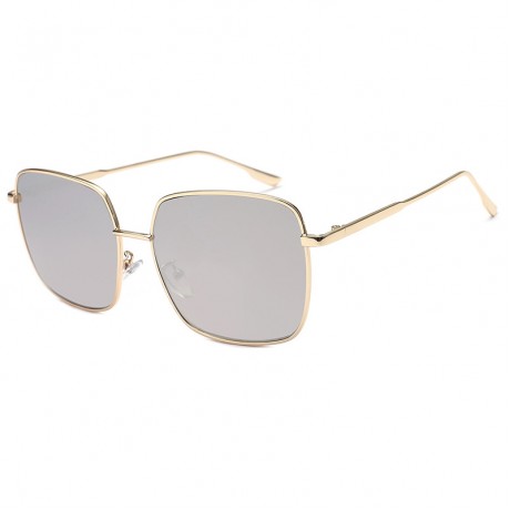 Fashion Square Frame Sunglasses Oversized Flat Mirrored Lens for Women Men