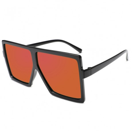 Women's Flat Mirrored Sunglasses Reflective Color Lens Large Sunglasses Square Style Sunglasses