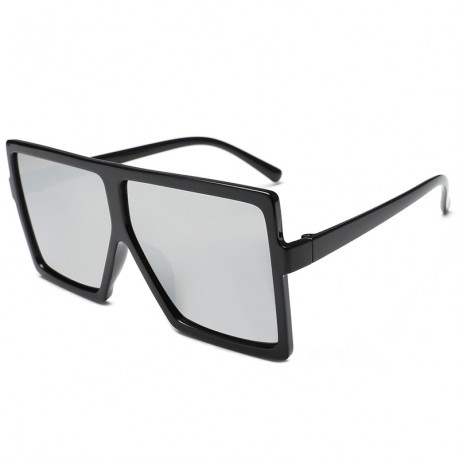 Women's Flat Mirrored Sunglasses Reflective Color Lens Large Sunglasses Square Style Sunglasses
