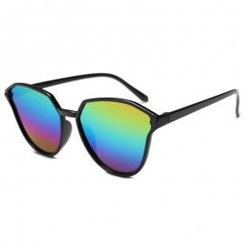 Cat Eye Mirrored Flat Lenses Street Fashion PC Frame Women Sunglasses  