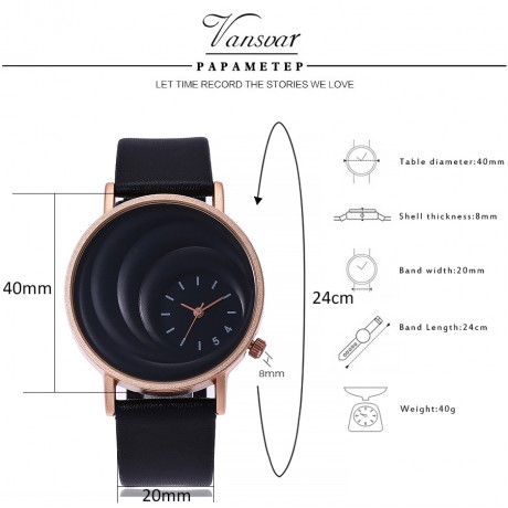 Fashion Classic Leather Strap Band Round Face Quartz Movement Wrist Watch for Women