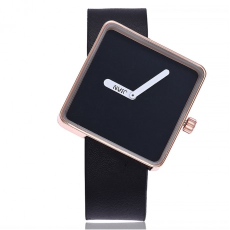 Vintage Unique Square Dail Watch Quartz Movement Wrist Watch with Leather Band for Women