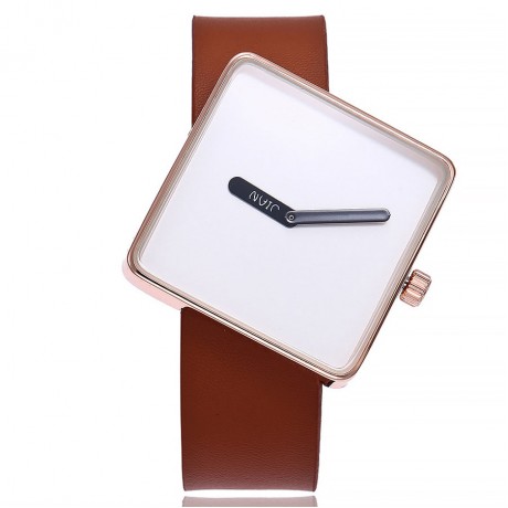 Vintage Unique Square Dail Watch Quartz Movement Wrist Watch with Leather Band for Women