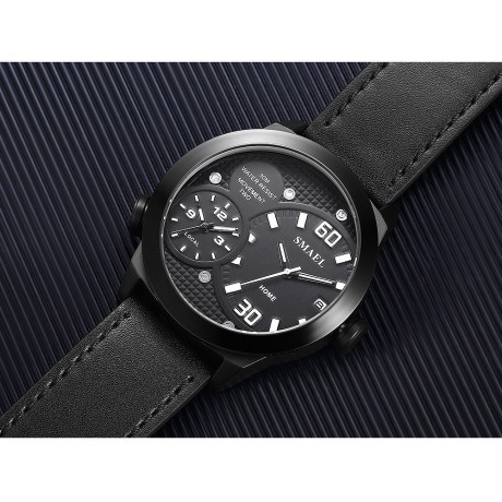 Men's Watches Multifunctional Waterproof Quartz Calendar Wristwatch Sport Watches with Leather