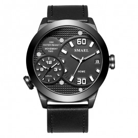Men's Watches Multifunctional Waterproof Quartz Calendar Wristwatch Sport Watches with Leather 
