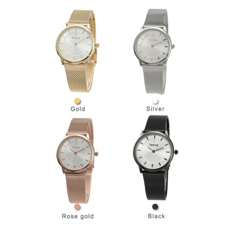 Fashion Gorgeous Watch Waterproof Mesh Alloy Stainless steel Watches for Women