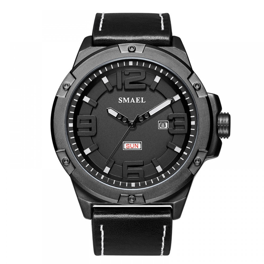 Men Leather Strap Watches Men's Multi Function Chronograph Waterproof Sport Wrist Watch