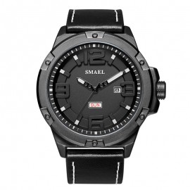Men Leather Strap Watches Men's Multi Function Chronograph Waterproof Sport Wrist Watch 