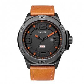 Men Leather Strap Watches Men's Multi Function Chronograph Waterproof Sport Wrist Watch 