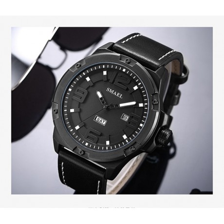 Men Leather Strap Watches Men's Multi Function Chronograph Waterproof Sport Wrist Watch