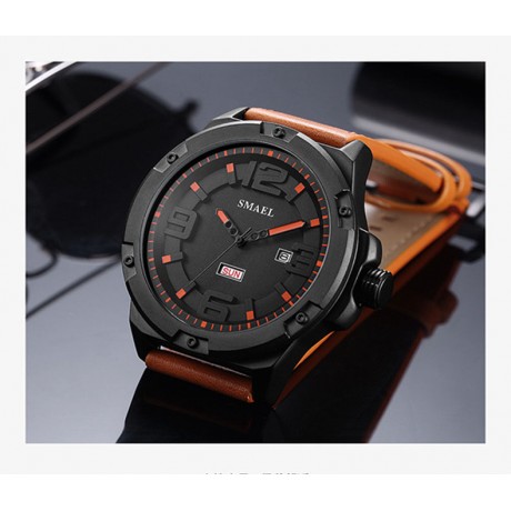 Men Leather Strap Watches Men's Multi Function Chronograph Waterproof Sport Wrist Watch
