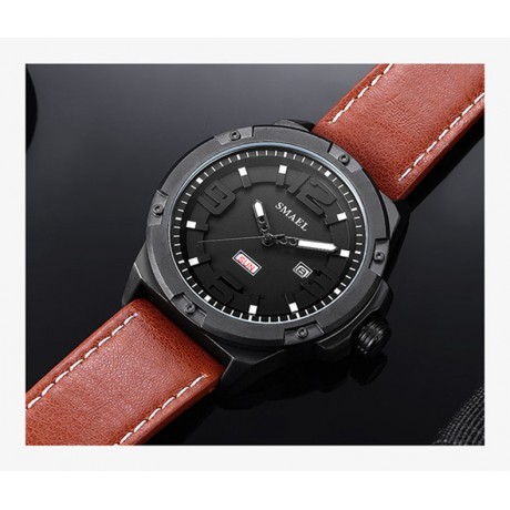 Men Leather Strap Watches Men's Multi Function Chronograph Waterproof Sport Wrist Watch