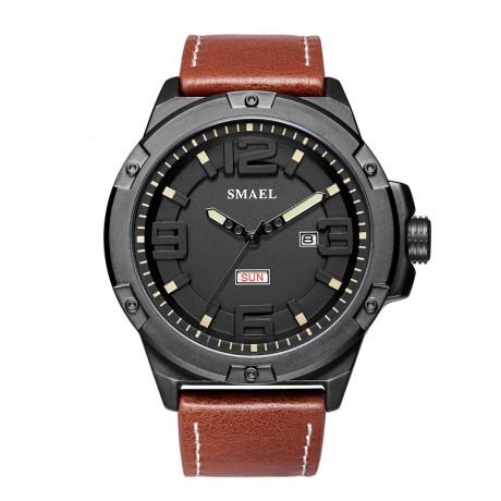 Men Leather Strap Watches Men's Multi Function Chronograph Waterproof Sport Wrist Watch