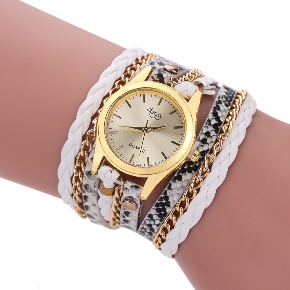 Hand-Woven Wrapped Bracelet Watch Ladies Quartz Casual Wrist Watches For Women